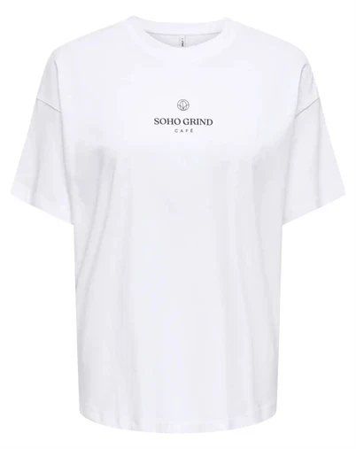 Only - ONLVivvi Lovely T-shirt - Bright White/Espresso